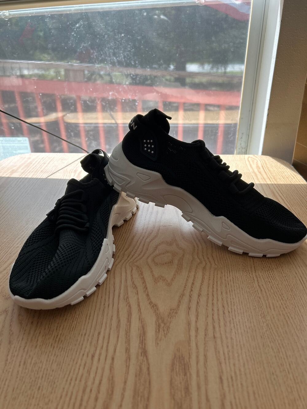 New Women's Lace Up Sneakers Black size 8-8.5